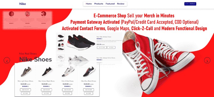e-Commerce Shoe Shop with Activated payment gateway